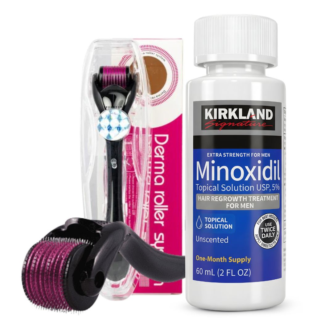 KIT 1 Minoxidil 5% Kirkland + 1 Dermaroller System 0.5mm
