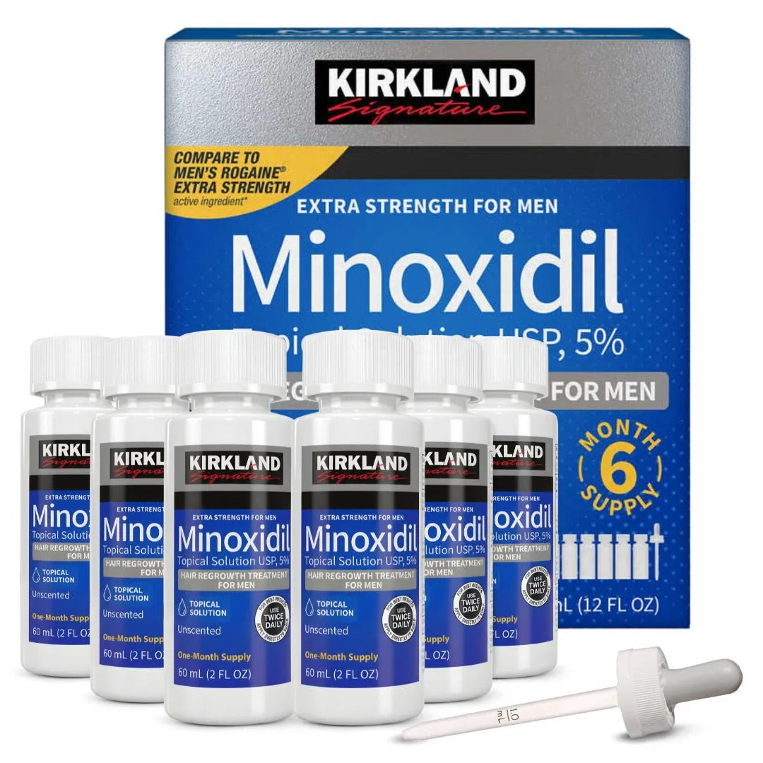 Minoxidil Kirkland 5% Original - Kit para 6 Meses (6 Frascos de 60ml) Caixa Lacrada