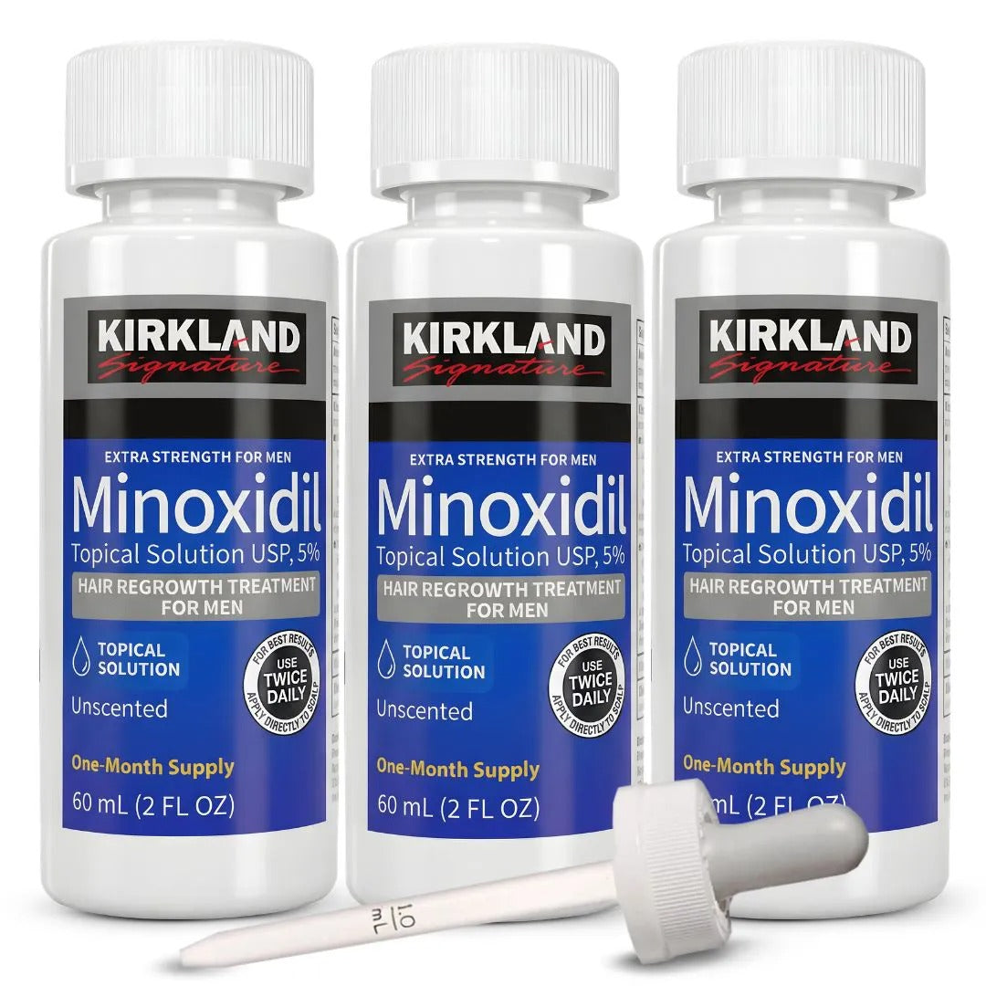 Minoxidil Kirkland 5% Original - Kit para 3 Meses (3 Frascos de 60ml)